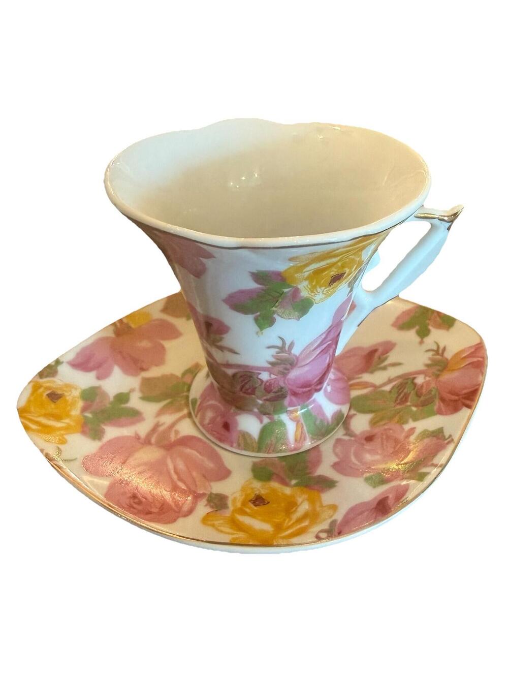 Yamasen Gold Plated Teacup & Saucer Vintage Japan Porcelain Delicate Pristine